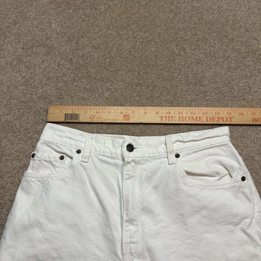 Vtg Levis 551 Jean Shorts Womens 12 High Rise White Denim Relaxed Fit Cutoff USA